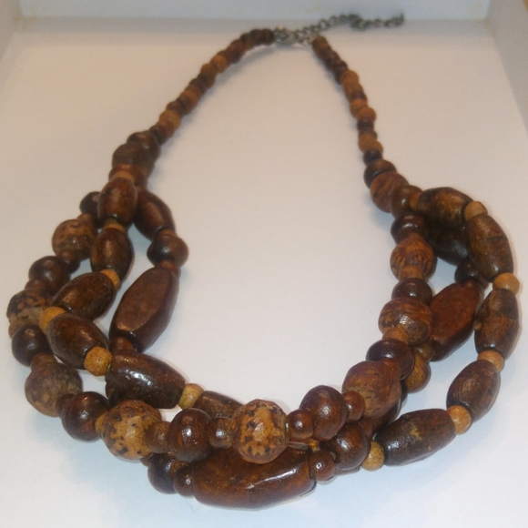 Wood Bead Multilayered Necklace - Picture 2 of 7
